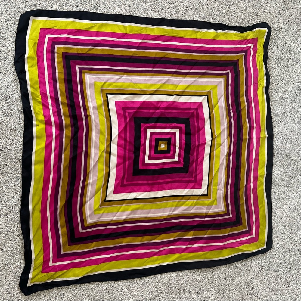 Missoni for Target Vibrant Geometric Square Silk Scarf in Pink, Lime & Black